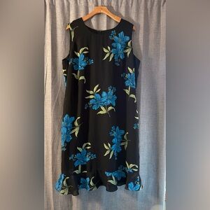 Anthony Richards Black Dress with Blue Floral Design
